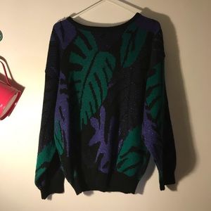 Retro knitted botanical sweater